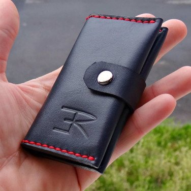 Кожаный картхолдер Mini blue leather