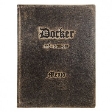 Папка меню кожаная Сarte brown leather