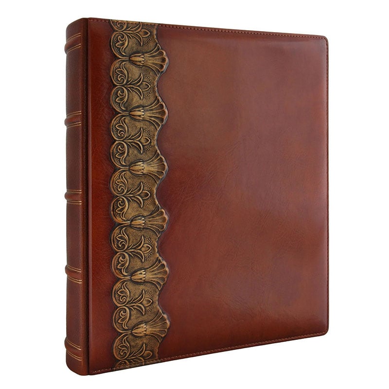 Фотоальбом в кожаной обложке Бронзовая Арабеска brown leather