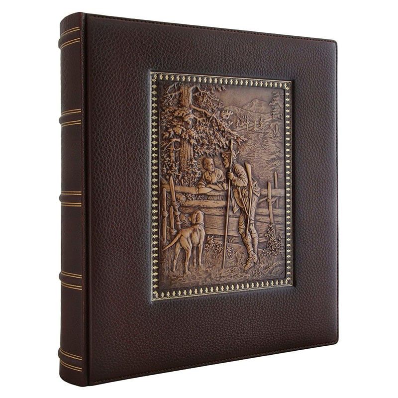 Кожаный фотоальбом Охота на Лис brown leather