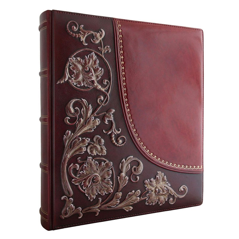 Фотоальбом в кожаной обложке Бронзовый Дамаск brown leather