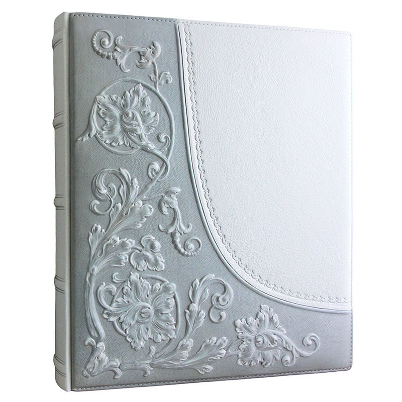 Кожаный фотоальбом Серебристый Дамаск gray leather