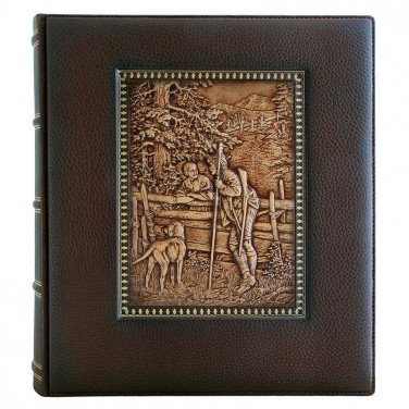 Кожаный фотоальбом Охота на Лис brown leather