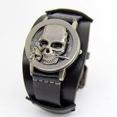 Часы с кожаным браслетом Rose Skeleton