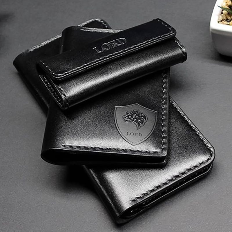 Подарочный набор кожаных аксессуаров для мужчин Practical Style Black Leather
